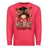 Cardinal merry christmas messy bun Premium Sweatshirt - texasbilliewilder