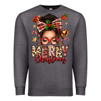 Charcoal Heather merry christmas messy bun Premium Sweatshirt - texasbilliewilder