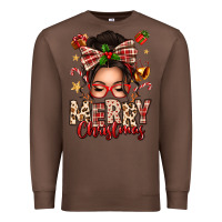 Chestnut merry christmas messy bun Premium Sweatshirt - texasbilliewilder