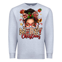 Heather Grey merry christmas messy bun Premium Sweatshirt - texasbilliewilder