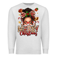 Oatmeal Heather merry christmas messy bun Premium Sweatshirt - texasbilliewilder