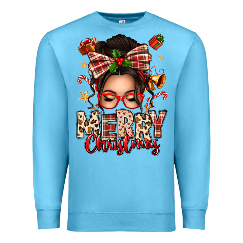Merry Christmas Messy Bun Premium Sweatshirt by texasbilliewilder | Teevron