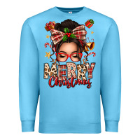 Ocean Blue merry christmas messy bun Premium Sweatshirt - texasbilliewilder
