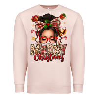 Pale Pink merry christmas messy bun Premium Sweatshirt - texasbilliewilder