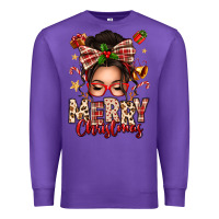 Purple merry christmas messy bun Premium Sweatshirt - texasbilliewilder