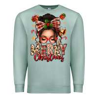 Seafoam merry christmas messy bun Premium Sweatshirt - texasbilliewilder