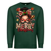 Sports Green merry christmas messy bun Premium Sweatshirt - texasbilliewilder