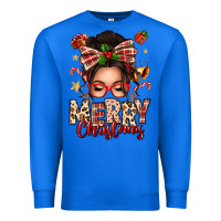 True Royal merry christmas messy bun Premium Sweatshirt - texasbilliewilder