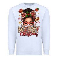 White merry christmas messy bun Premium Sweatshirt - texasbilliewilder