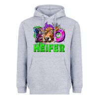 Heather Grey Boo Heifer Cow Heavyweight Hoodie - texasbilliewilder