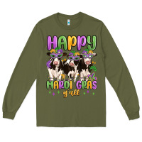 Army Green happy mardi gras y'all Long Sleeve Tee - MaliasSmallBusiness