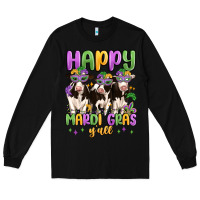 Black happy mardi gras y'all Long Sleeve Tee - MaliasSmallBusiness