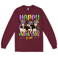 Burgundy happy mardi gras y'all Long Sleeve Tee - MaliasSmallBusiness