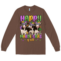 Chestnut happy mardi gras y'all Long Sleeve Tee - MaliasSmallBusiness