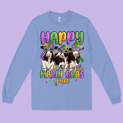 Happy Mardi Gras Y'all Long Sleeve Tee Designed By Maliassmallbusiness