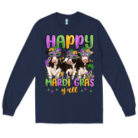 Navy happy mardi gras y'all Long Sleeve Tee - MaliasSmallBusiness