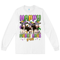 White happy mardi gras y'all Long Sleeve Tee - MaliasSmallBusiness