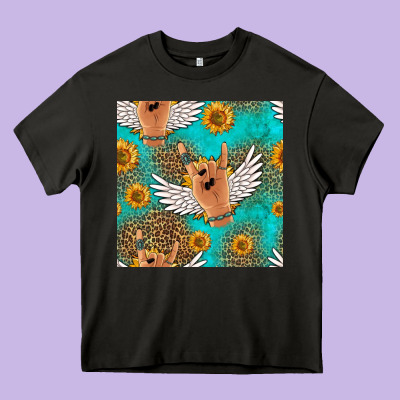 Rock N Roll Hands Seamless Pattern Heavy Core Tee Designed By Hra Design Shop