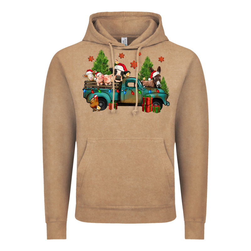 Christmas Farm Animals Truck Vintage Hoodie by Jasminsmagicworld | Teevron