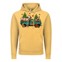 Vintage Mustard christmas farm animals truck Vintage Hoodie - Jasminsmagicworld