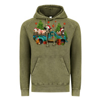 Vintage Olive christmas farm animals truck Vintage Hoodie - Jasminsmagicworld