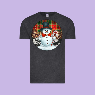 Western Snowman Christmas Ornament Vintage Tee Designed By Jasminsmagicworld