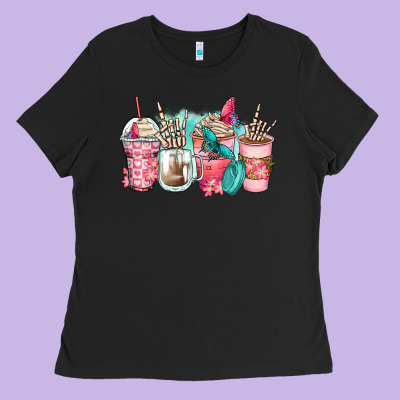 Rock Hand Coffee Cups Ladies Tee Designed By Zillion Design Studio