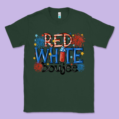 Red White Boujee Classic Tee Designed By Maliassmallbusiness
