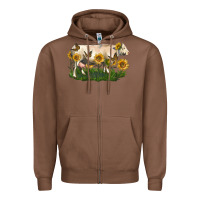 Chestnut charolais cow with sunflower Zipper Hoodie - LillyAllenDesigns