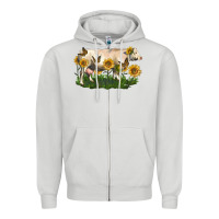 Dove Grey charolais cow with sunflower Zipper Hoodie - LillyAllenDesigns