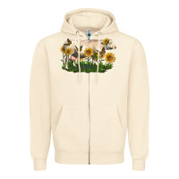 Sandshell charolais cow with sunflower Zipper Hoodie - LillyAllenDesigns
