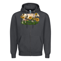 Smoke charolais cow with sunflower Zipper Hoodie - LillyAllenDesigns