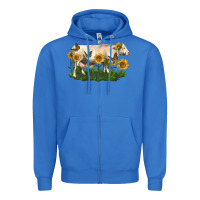 True Royal charolais cow with sunflower Zipper Hoodie - LillyAllenDesigns