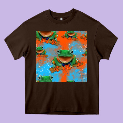 Funny Frogs Seamless Pattern Heavy Core Tee Designed By Hra Design Shop