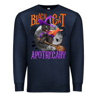 Navy Black cat apothecary Premium Sweatshirt - NancyCooperArtShop