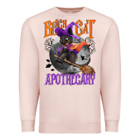 Pale Pink Black cat apothecary Premium Sweatshirt - NancyCooperArtShop