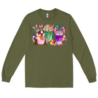 Army Green Easter coffee cups with Bunny Long Sleeve Tee - NancyCooperArtShop