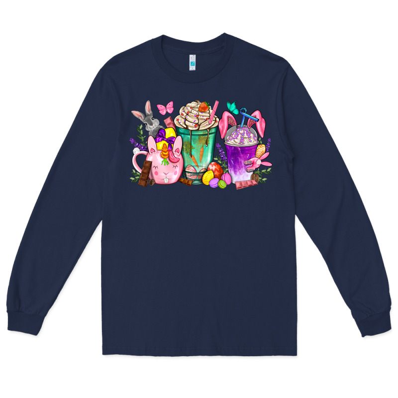 Easter Coffee Cups With Bunny Long Sleeve Tee by NancyCooperArtShop | Teevron