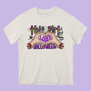 This Girl Loves Halloween Heavy Core Tee Designed By Cowhidedigitalart