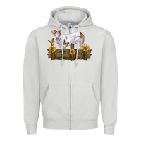 Dove Grey charolais calf with sunflowers Zipper Hoodie - LillyAllenDesigns