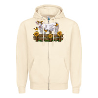 Sandshell charolais calf with sunflowers Zipper Hoodie - LillyAllenDesigns