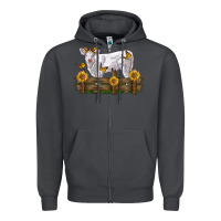 Smoke charolais calf with sunflowers Zipper Hoodie - LillyAllenDesigns