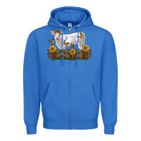 True Royal charolais calf with sunflowers Zipper Hoodie - LillyAllenDesigns