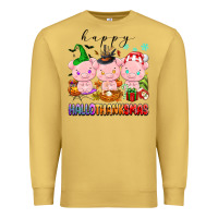Antique Gold happy hallothanksmas pigs Premium Sweatshirt - texasbilliewilder