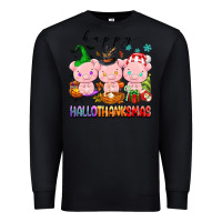 Black happy hallothanksmas pigs Premium Sweatshirt - texasbilliewilder