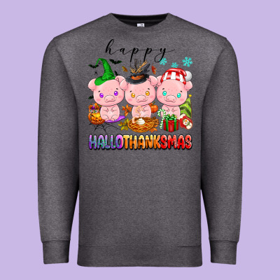 Happy Hallothanksmas Pigs Premium Sweatshirt Designed By Texasbilliewilder