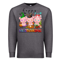 Charcoal Heather happy hallothanksmas pigs Premium Sweatshirt - texasbilliewilder
