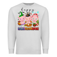 Dove Grey happy hallothanksmas pigs Premium Sweatshirt - texasbilliewilder