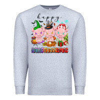 Heather Grey happy hallothanksmas pigs Premium Sweatshirt - texasbilliewilder