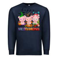 Navy happy hallothanksmas pigs Premium Sweatshirt - texasbilliewilder